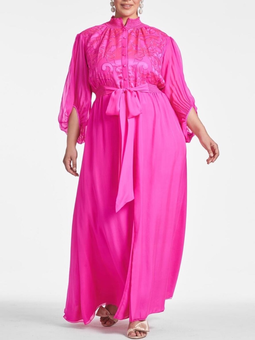 Sachin & Babi Fuchsia Pink Beatrix Silk Embroidered Maxi Gown NWT